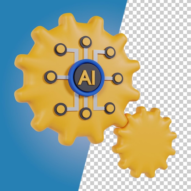 3D-Elementsymbole für künstliche Intelligenz. 3D-Symbole AI