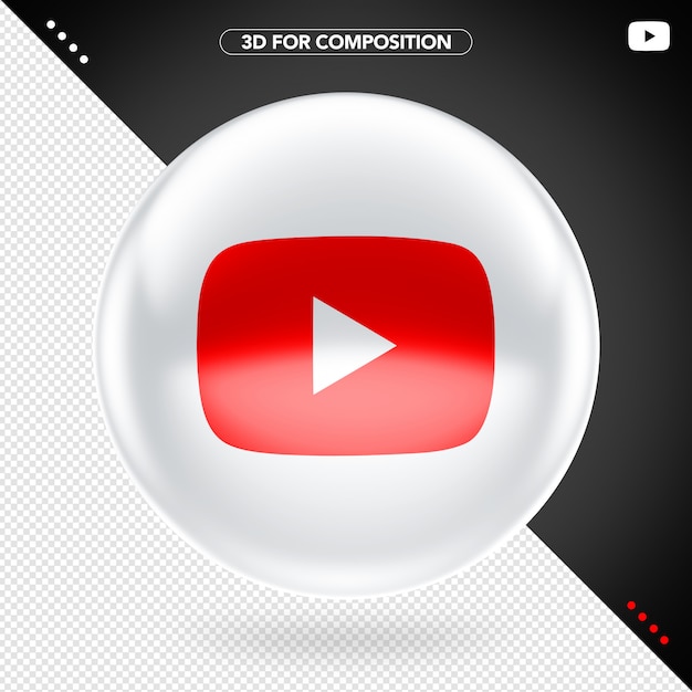 3d elipse frontal blanco youtube icono rojo para composición