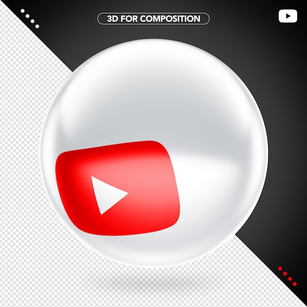 3D elipse icono de youtube rojo blanco para composición
