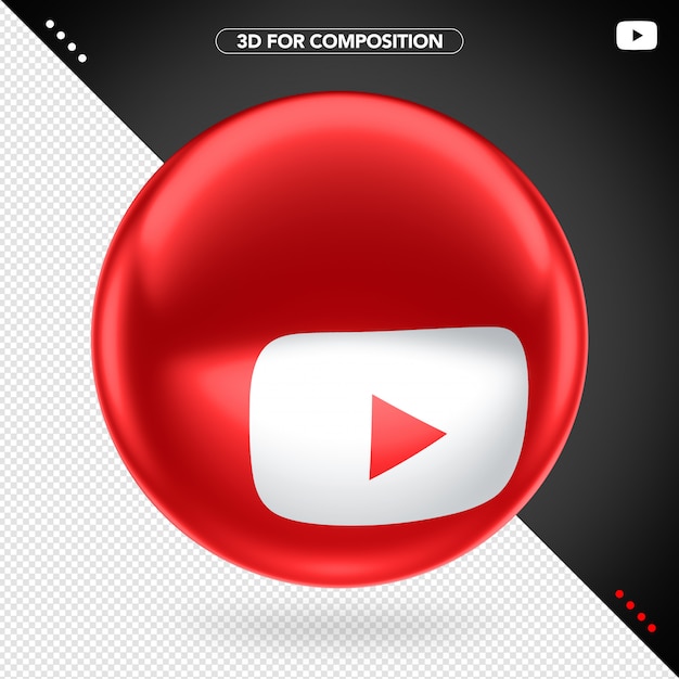 3d elipse rojo youtube icono blanco