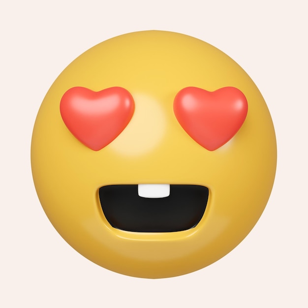 3d emoji cuore viso sorriso per l'amore chat messaggio di progettazione l'umore felice occhi simbolo icona isolata su sfondo grigio 3d rendering illustrazione percorso di ritaglio