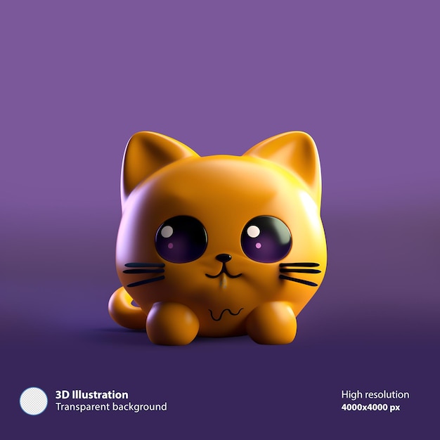 PSD 3d emoji gato gatito otang púrpura degradado