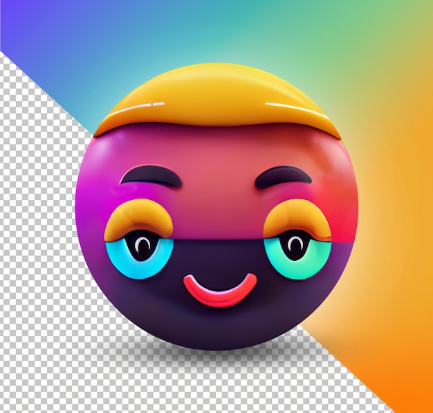 3D-Emoji-Gesicht Buntes Emoticon Cartoon-Gesicht 3D-Darstellung