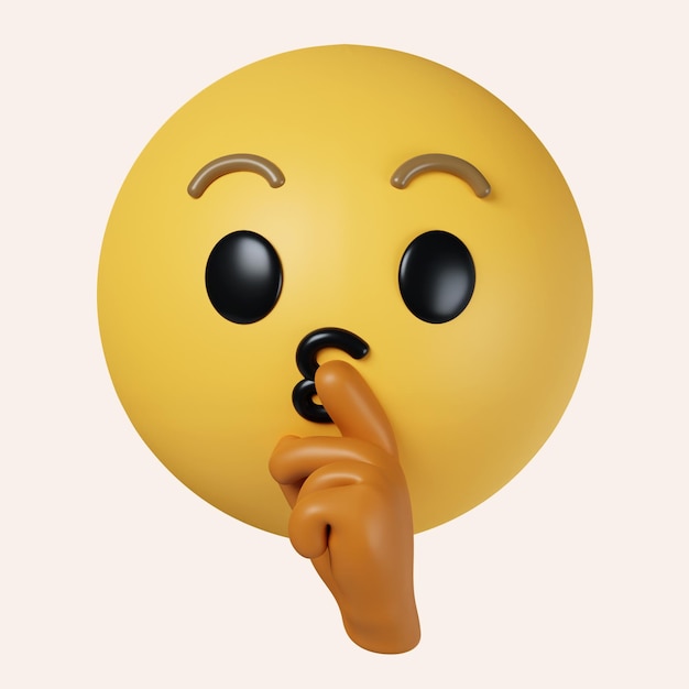 3d Emoji haciendo silencio icono de gesto de mano aislado sobre fondo gris 3d renderizado ilustración trazado de recorte