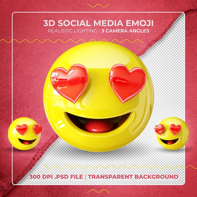 3D-Emoji isoliert mit Herzaugen