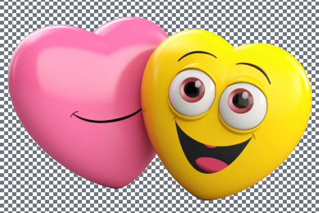 PSD 3d-emoji lächelnder emoji mit herz auf durchsichtigem hintergrund