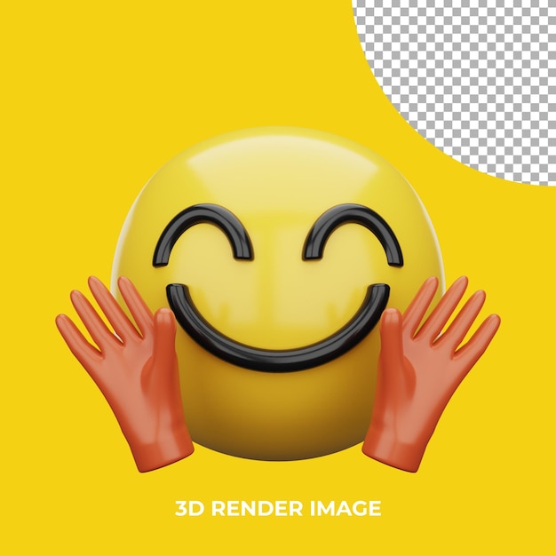 3d emoji rosto sorridente com as mãos abertas