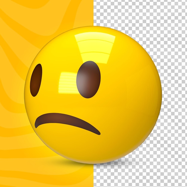 PSD 3d emoji triste infeliz abatido mirando hacia un lado