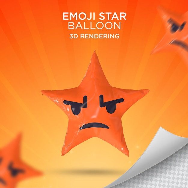 3D-Emoji Wütender Stern isoliert für Social-Media-Komposition Premium Psd