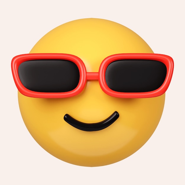 3D-Emoticon Lächelndes Gesicht mit Sonnenbrille-Emoji Glückliches Lächeln Person mit dunkler Brille-Ikonen isoliert auf grauem Hintergrund 3D-Rendering-Illustration Ausschnittweg