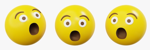 3d-emoticon oder smiley erhalten überraschten ausdruck, gelbe kugel-emoji