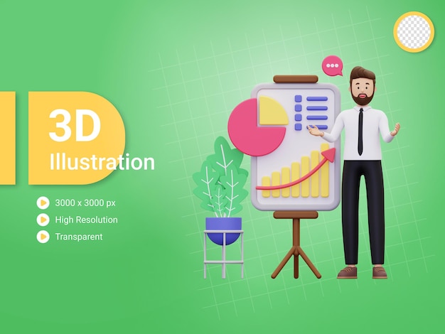 3d empresário dando ilustração de apresentação