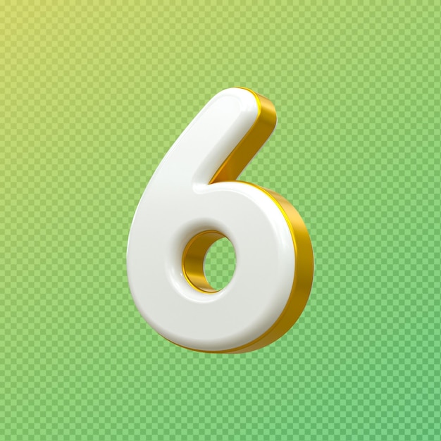 3d enfants alphabet numéro A 3d rendu lettre 6 avec fond transparent