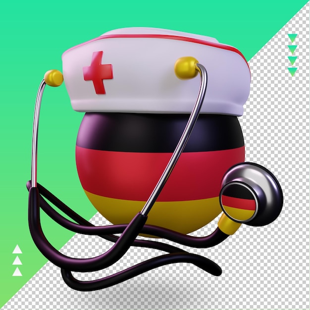 PSD 3d enfermeira dia alemanha bandeira renderização vista direita