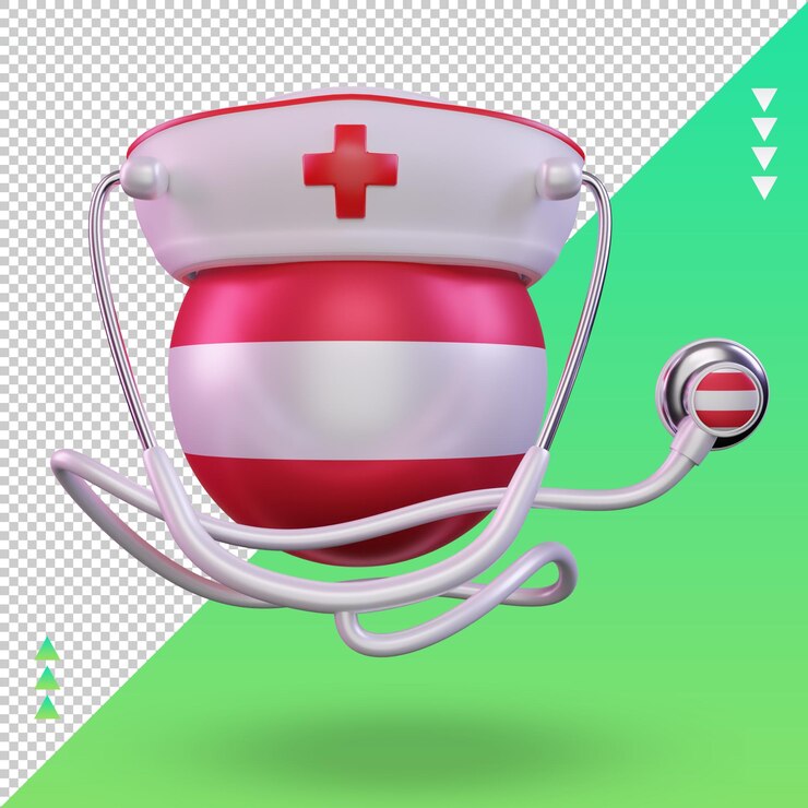 PSD 3d enfermeira dia áustria bandeira renderização vista frontal