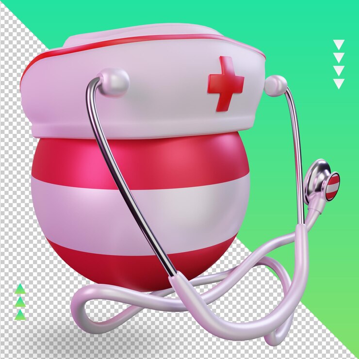 PSD 3d enfermeira dia áustria bandeira renderizando vista esquerda