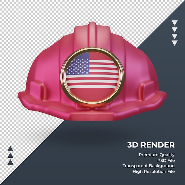 PSD 3d engenheiro bandeira américa renderização vista frontal