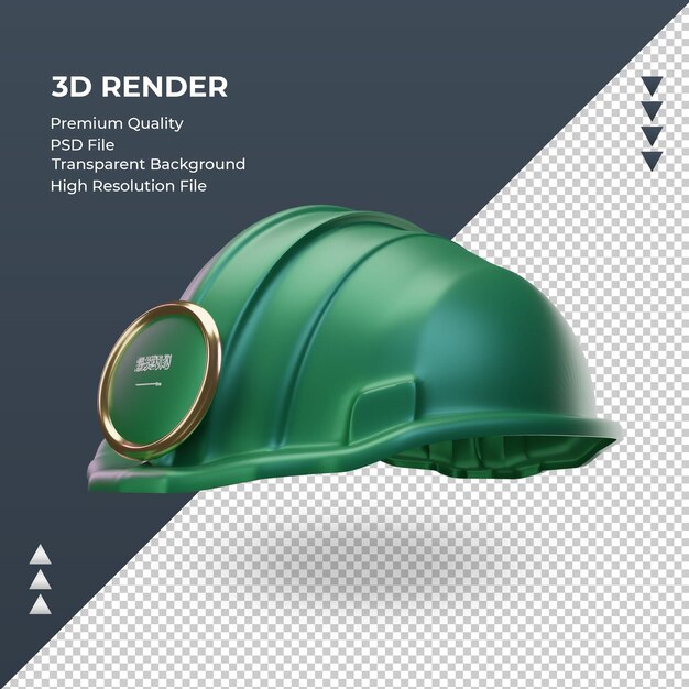 PSD 3d engenheiro bandeira da arábia saudita renderizando a vista direita