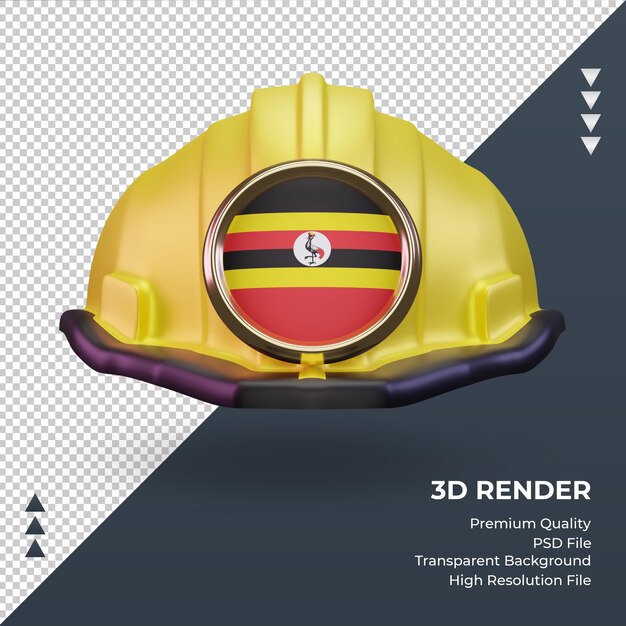 3d engenheiro uganda bandeira renderização vista frontal