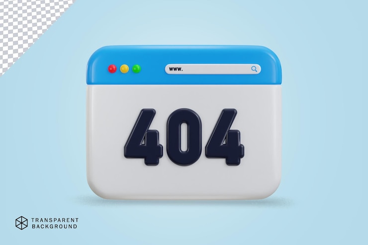 PSD 3d error 404 no se encontró icono de dominio web ilustración vectorial de renderización 3d