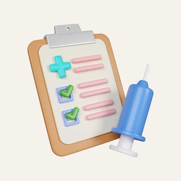 PSD 3d-erste-hilfe-medizin mit checkliste für gesundheit pharmazeutische gesundheit medizinische von herz notfall hilfe 3d-apotheke arzneimittel-symbol isoliert auf weißem hintergrund 3d-rendering-illustration clipping-pfad