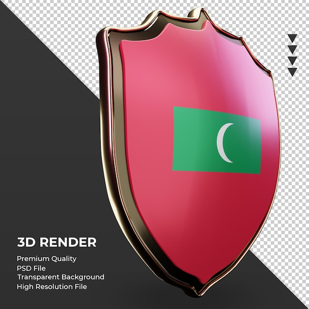 3d escudo bandeira das maldivas renderizando a vista esquerda