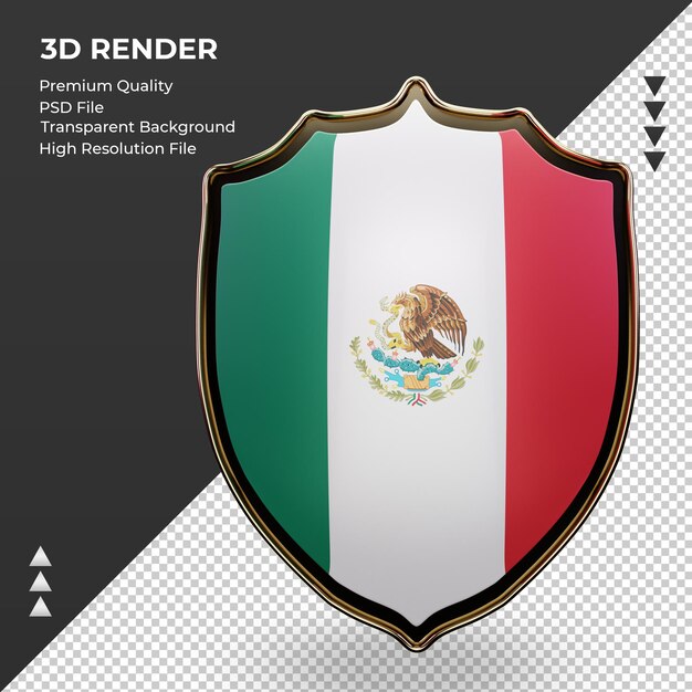 3d escudo bandeira do méxico renderização vista frontal