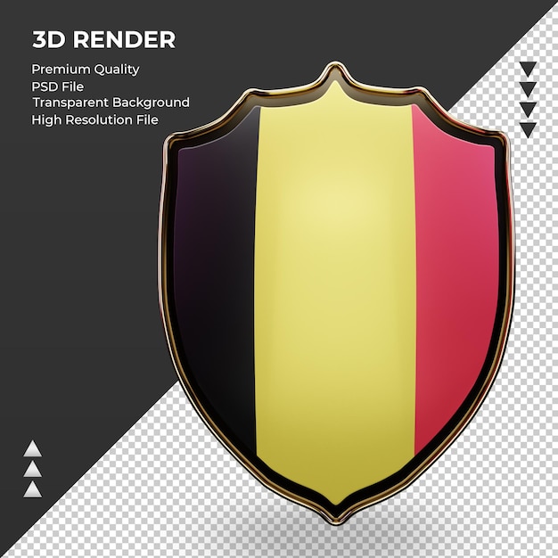 3d escudo da bélgica com renderização vista frontal