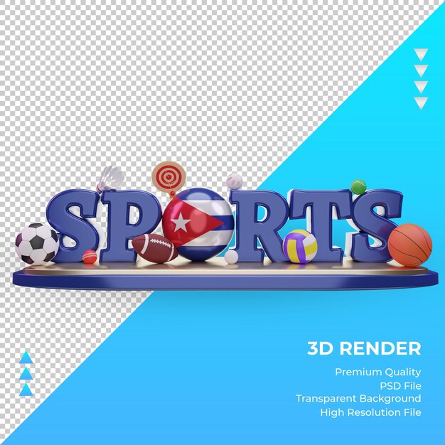 PSD 3d esportes dia bandeira cuba renderização vista frontal