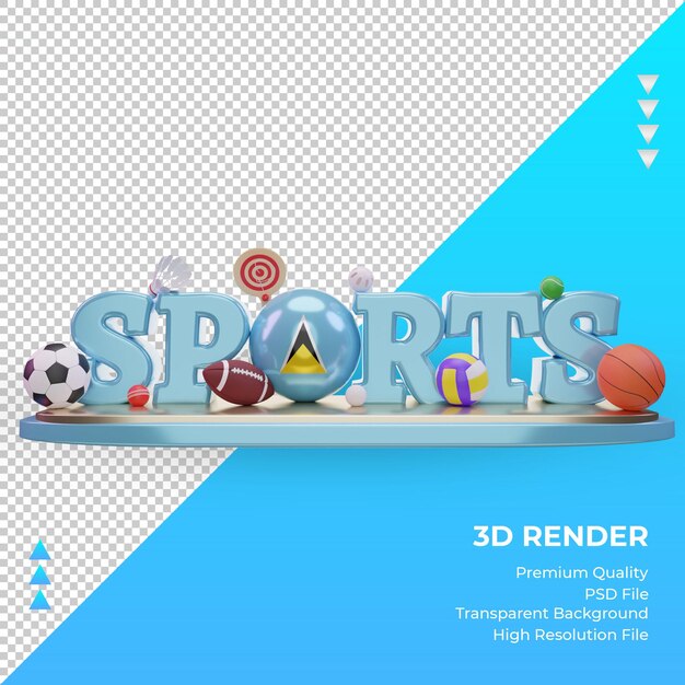 3d esportes dia bandeira de santa lúcia renderização vista frontal