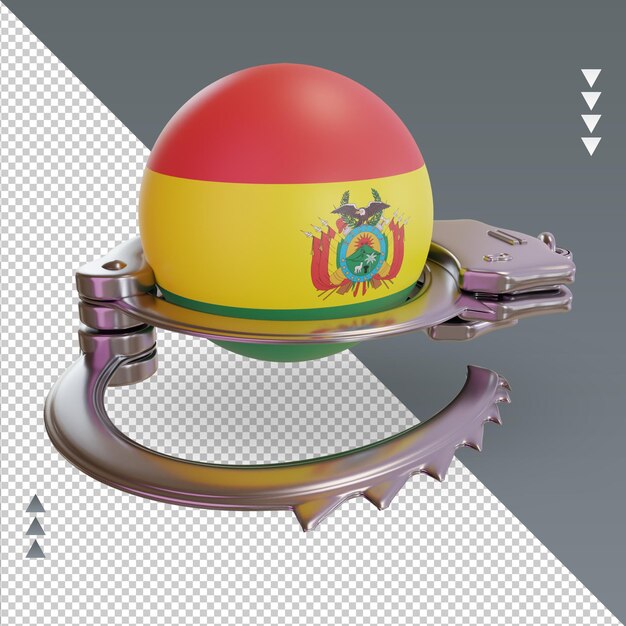 PSD 3d esposar bandera boliviana renderizado vista izquierda