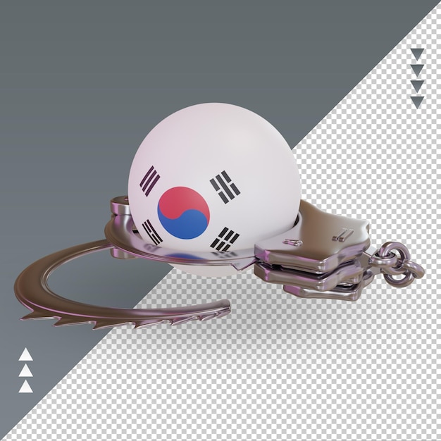 3d esposar bandera de corea del sur renderizado vista derecha