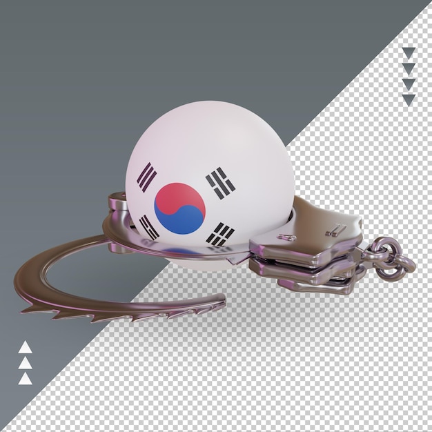 PSD 3d esposar bandera de corea del sur renderizado vista derecha