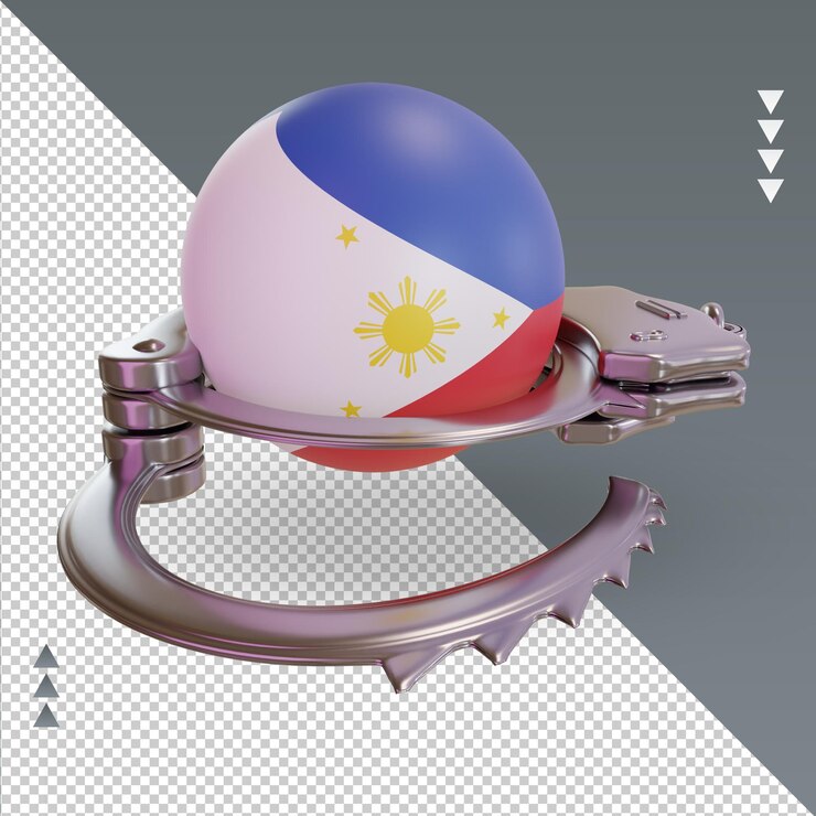 PSD 3d esposar bandera de filipinas renderizado vista izquierda