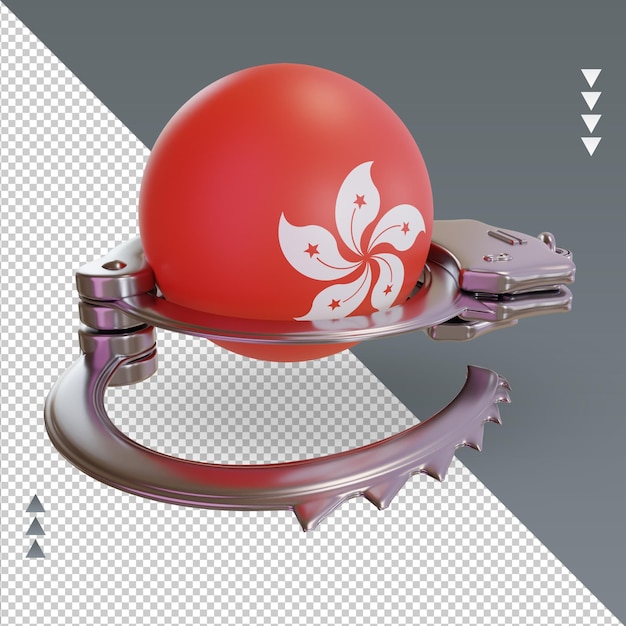 3d esposar bandera de hong kong renderizado vista izquierda