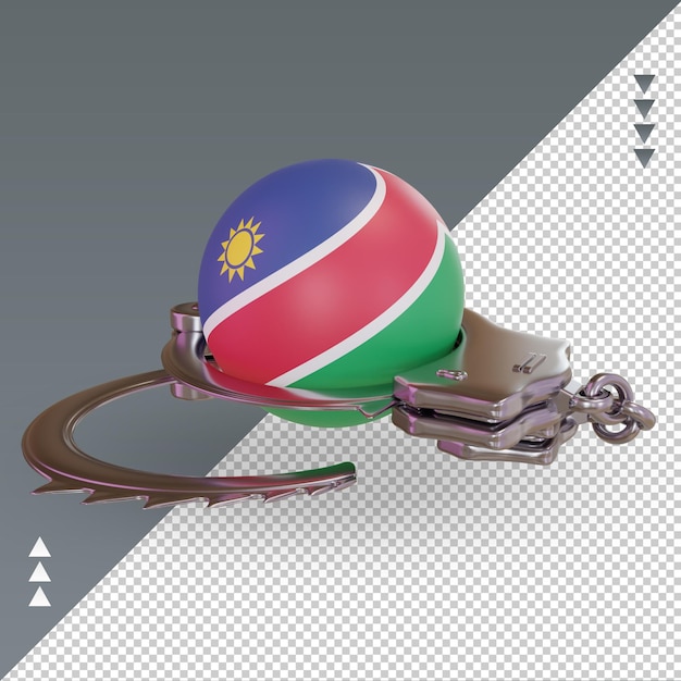 PSD 3d esposar bandera de namibia renderizado vista derecha