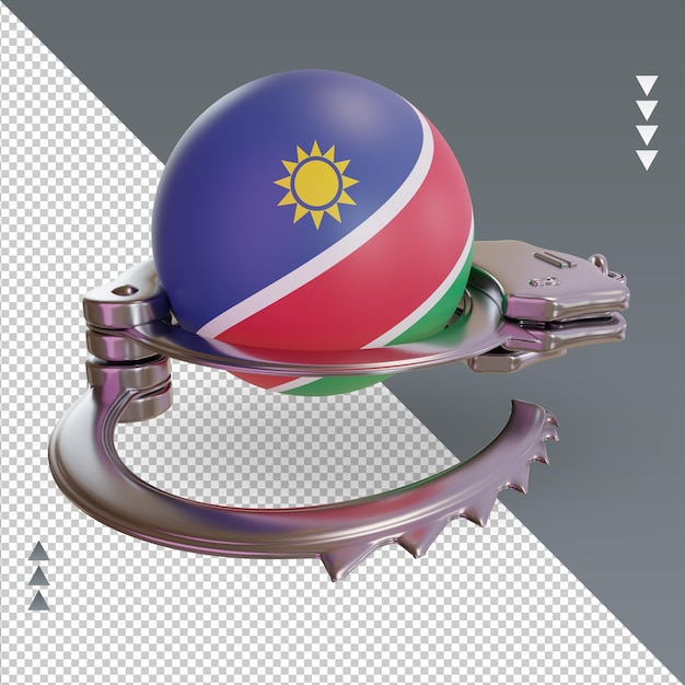 PSD 3d esposar bandera de namibia renderizado vista izquierda