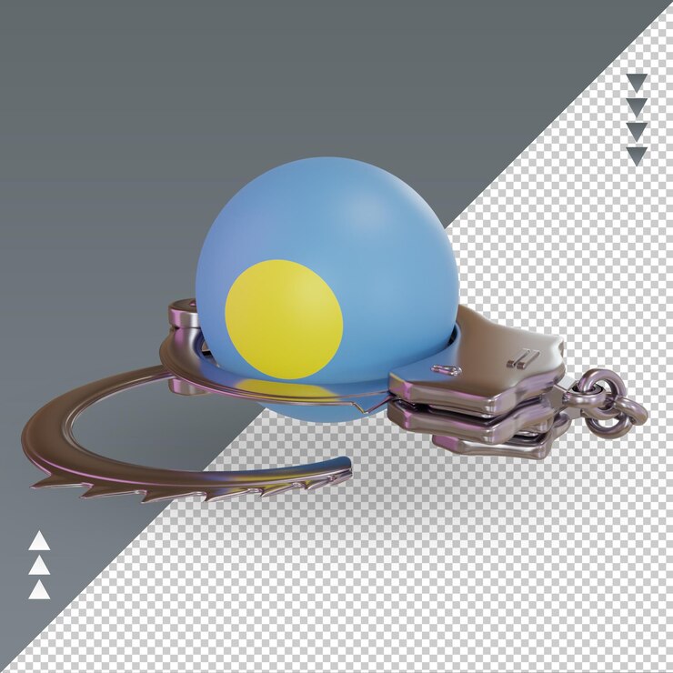 PSD 3d esposar la bandera de palau renderizado vista derecha