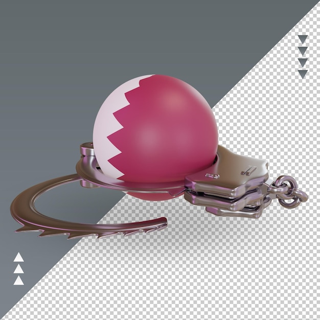 PSD 3d esposar bandera de qatar renderizado vista derecha