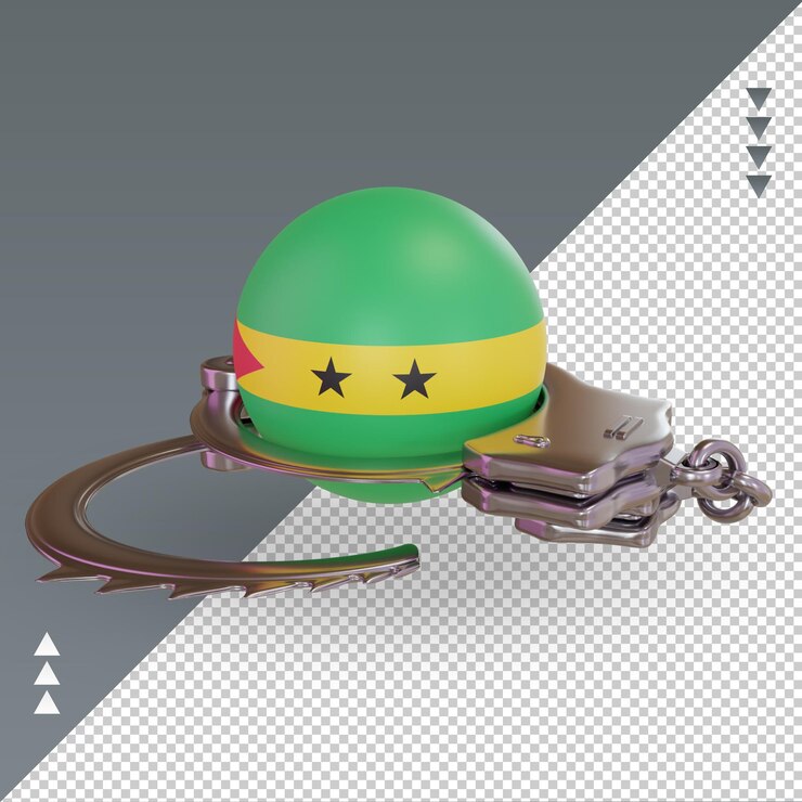 PSD 3d esposar la bandera de santo tomé y príncipe que representa la vista derecha
