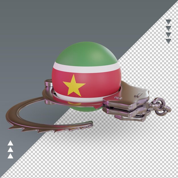 3d esposar bandera de Surinam representación vista derecha