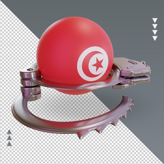 3d esposar bandera de túnez renderizado vista izquierda