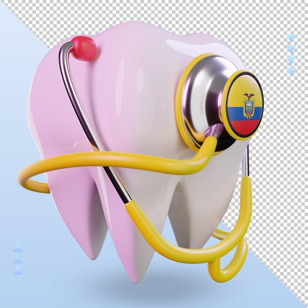 3d estetoscópio dentista bandeira do equador renderizando a vista esquerda