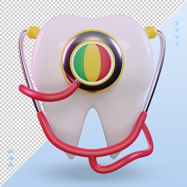 PSD 3d estetoscópio dentista bandeira do mali renderização vista frontal