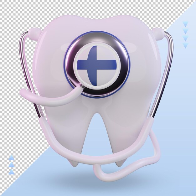 3d estetoscópio dentista bandeira finlândia renderização vista frontal
