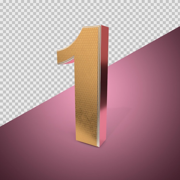 PSD 3d estilo oro número 1