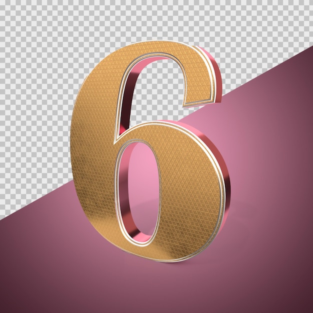 PSD 3d estilo oro número 6