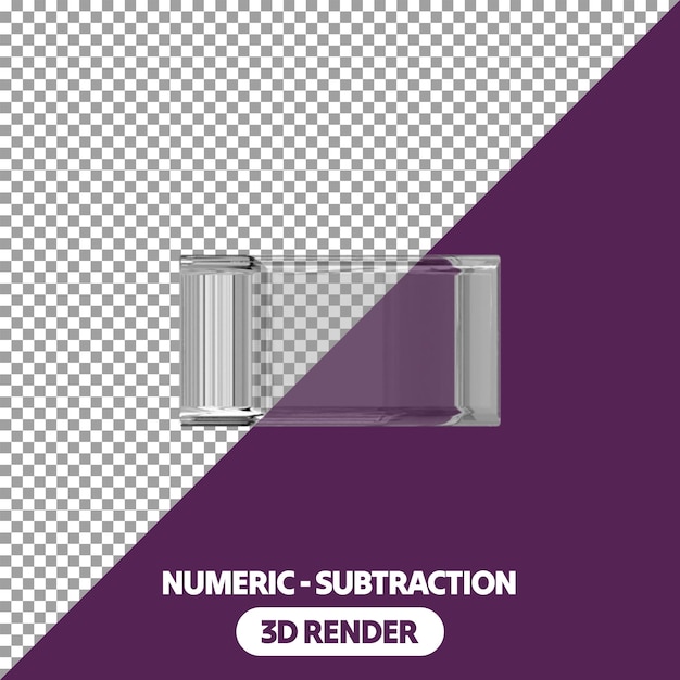3d Estilo de vidrio aislado Render signos numéricos en fondo transparente PSD