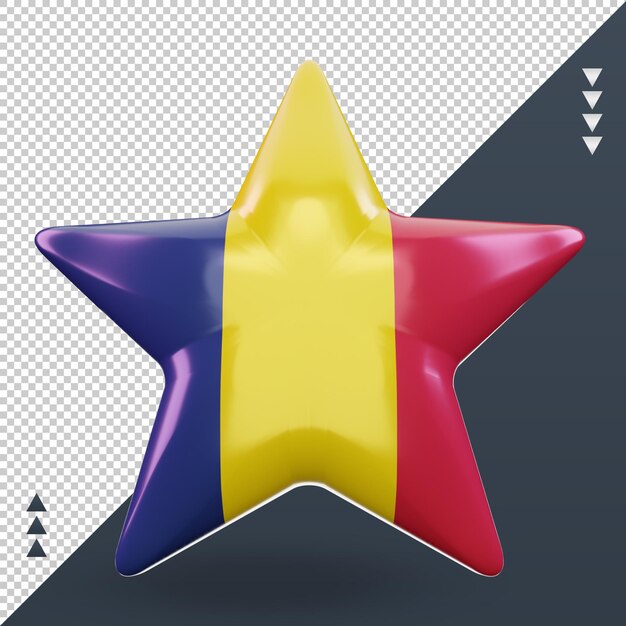 3d estrela bandeira chade renderizando vista frontal