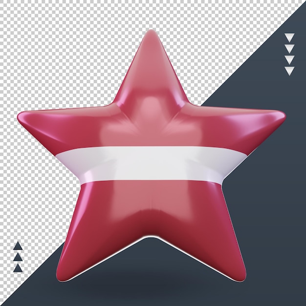 PSD 3d estrela bandeira da letônia renderizando vista frontal